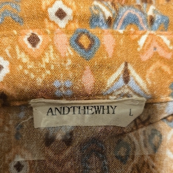 Andthewhy Blue and Pink Long Sleeve Floral Button Down Shirt L - Picture 2 of 5